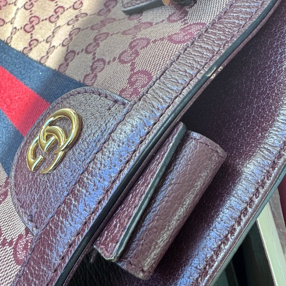 Gucci Monogram Medium Ophidia Shopping Tote Sahara Rubino Burgundy - Picture 8 of 8